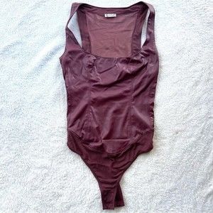 Free People Pleather and Mesh Bodysuit